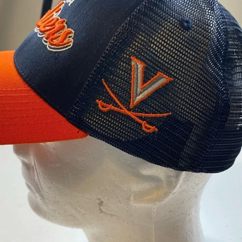NWT University of Virginia Cavaliers Blue Orange Baseball Cap Hat Snap Block
